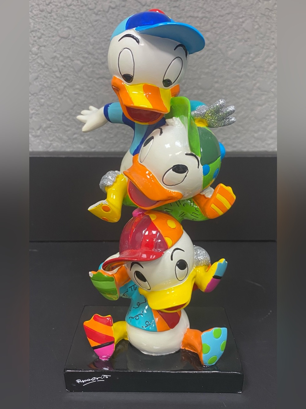 Disney Romero Britto Pop Art Donald Duck's Nephews Figurine, Huey Dewey Louie